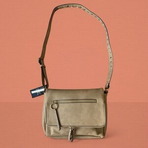 Juniper & Joy Tan Crossbody Bag Studded Strap BRAND-NEW With Tags